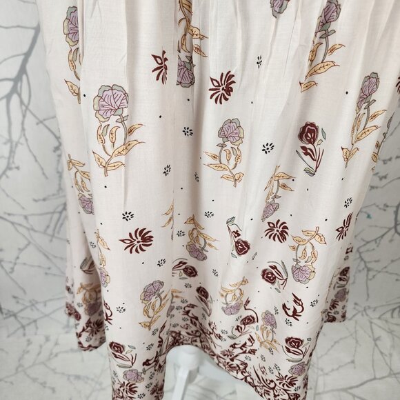 Ecote Ivory Floral Print Pinktuck Pleated Flowy Swing Dress - Picture 3 of 9